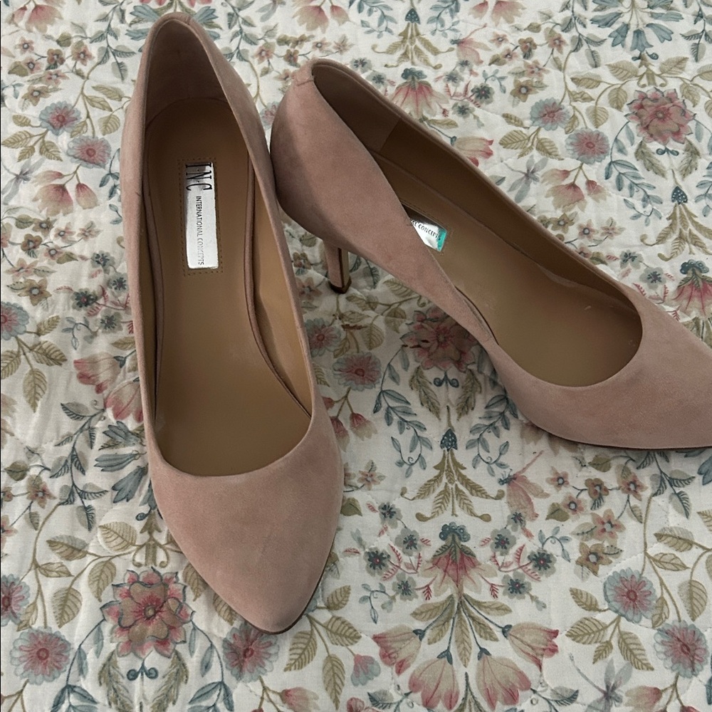 INC International Concepts Blush Suede Heels